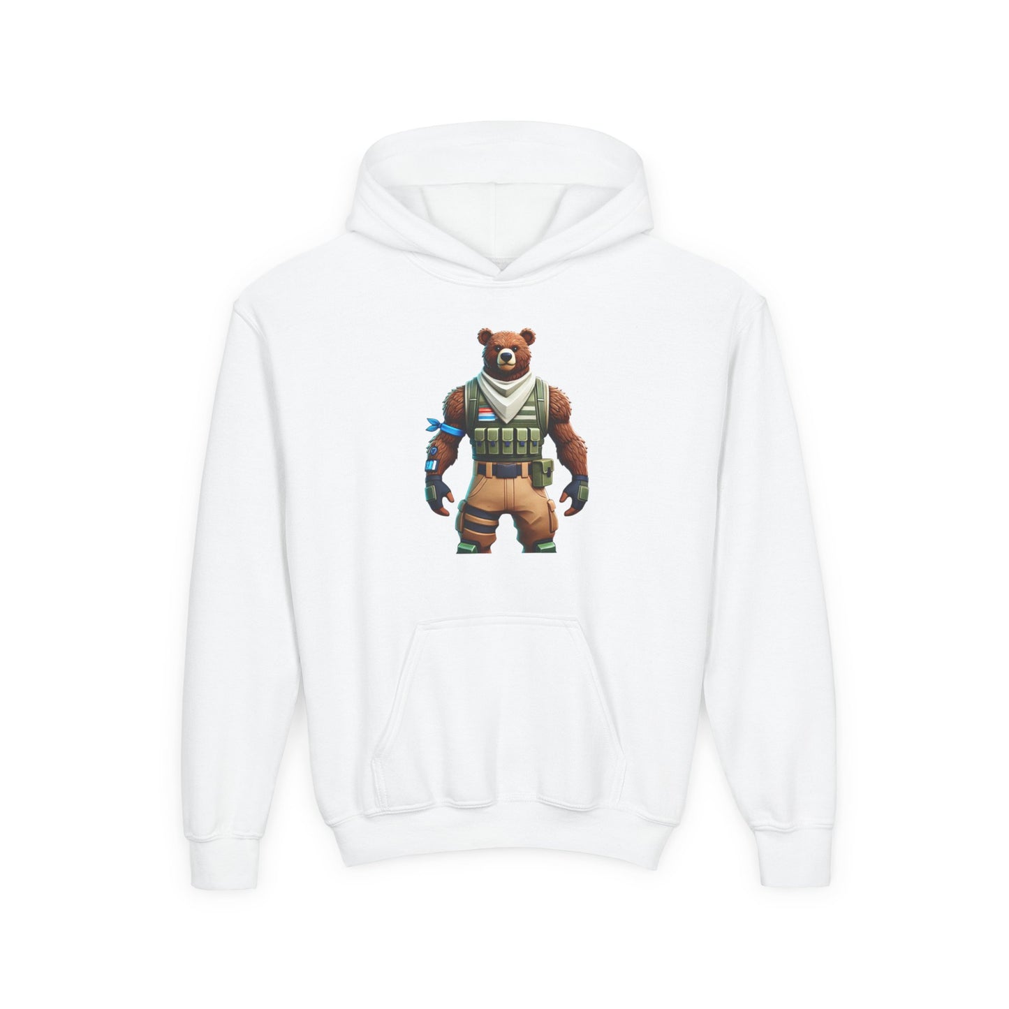 Youth Bear Character Hooded Sweatshirt - Cozy Gaming Apparel
