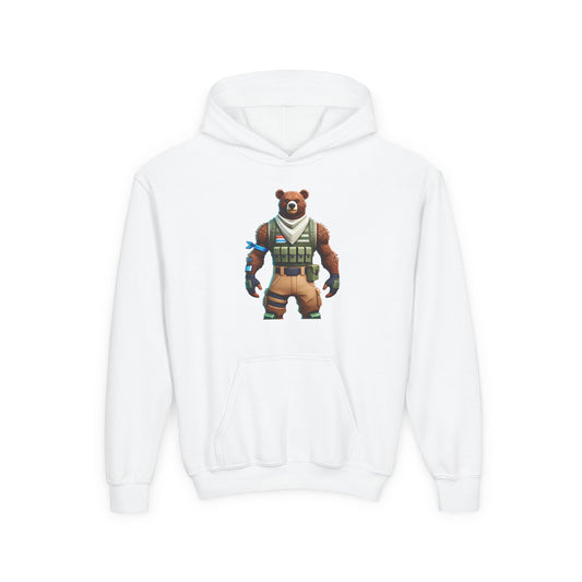Youth Bear Character Hooded Sweatshirt - Cozy Gaming Apparel
