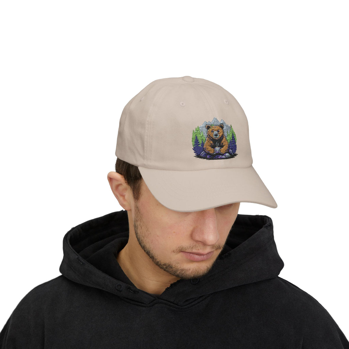 Cozy Bear Dad Cap, Funny Father's Day Gift, Outdoor Lover Hat, Adjustable Classic Cap, Cute Animal Cap