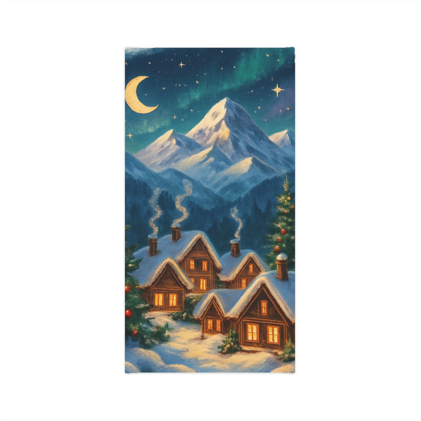 Neck Gaiter — Cozy Mountain Village Winter Scarf (Holiday Snowy Cabin Design)