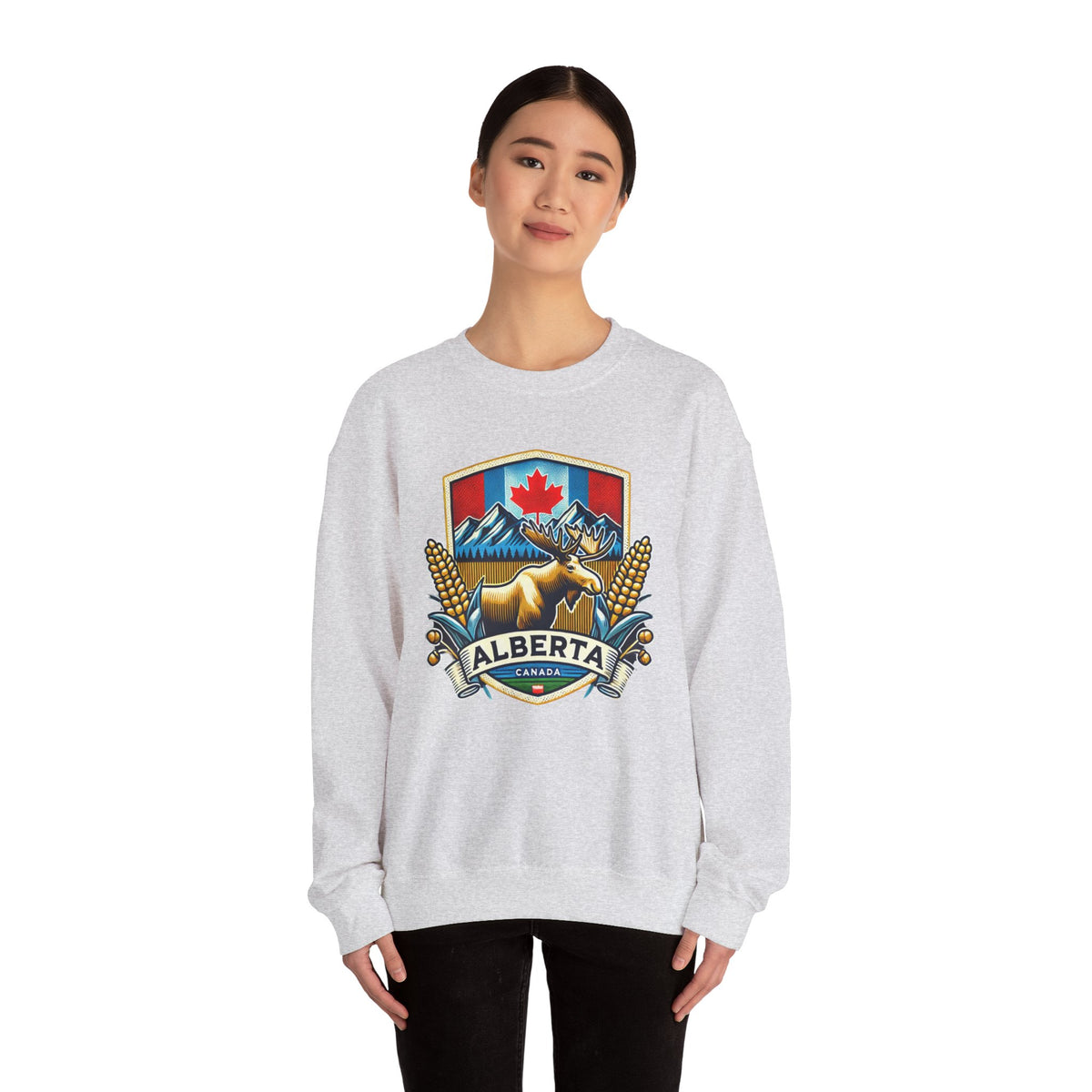 Alberta Crest Crewneck Sweatshirt - Cozy Unisex Apparel for Nature Lovers, Perfect for Outdoor Adventures, Canada Pride, Gifts