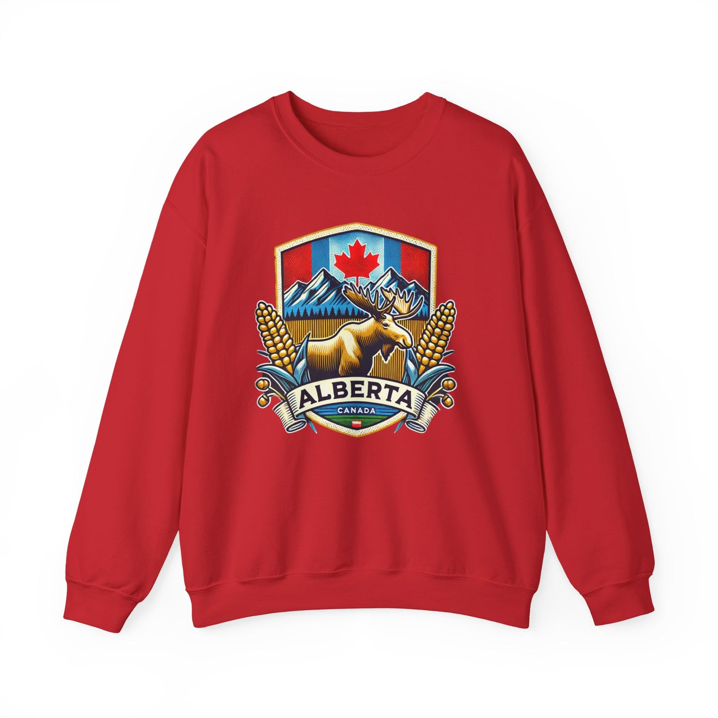 Alberta Crest Crewneck Sweatshirt - Cozy Unisex Apparel for Nature Lovers, Perfect for Outdoor Adventures, Canada Pride, Gifts