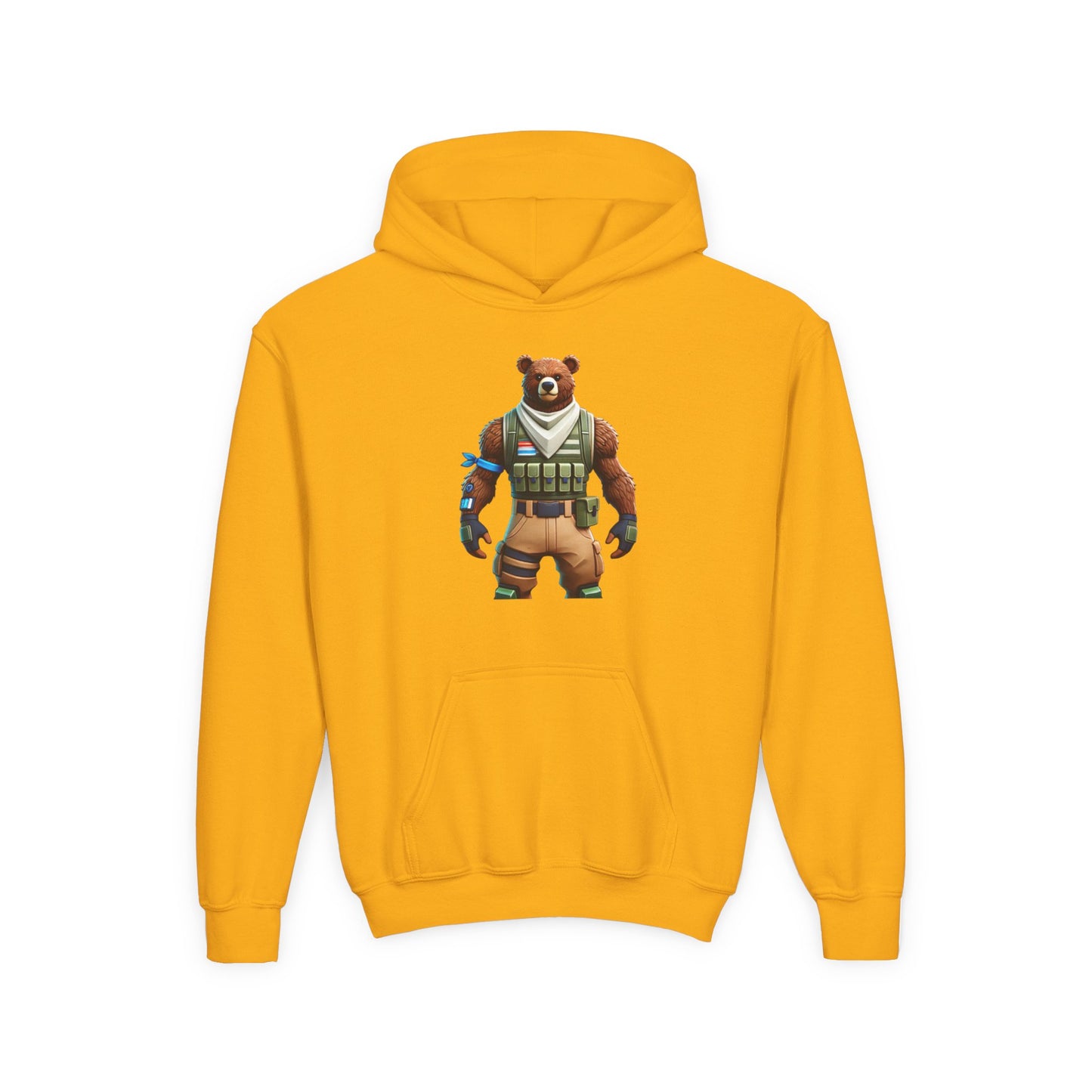 Youth Bear Character Hooded Sweatshirt - Cozy Gaming Apparel