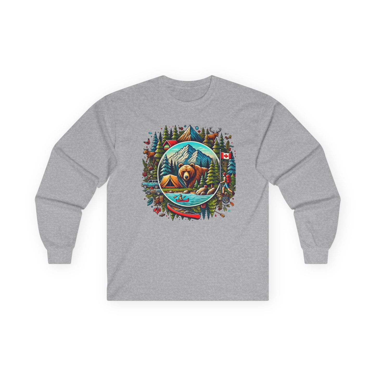 Nature-Inspired Long Sleeve Tee, Outdoor Lover Shirt, Camping Apparel, Gift for Him/Her, Adventure Wear, Eco-Friendly Cotton Shirt