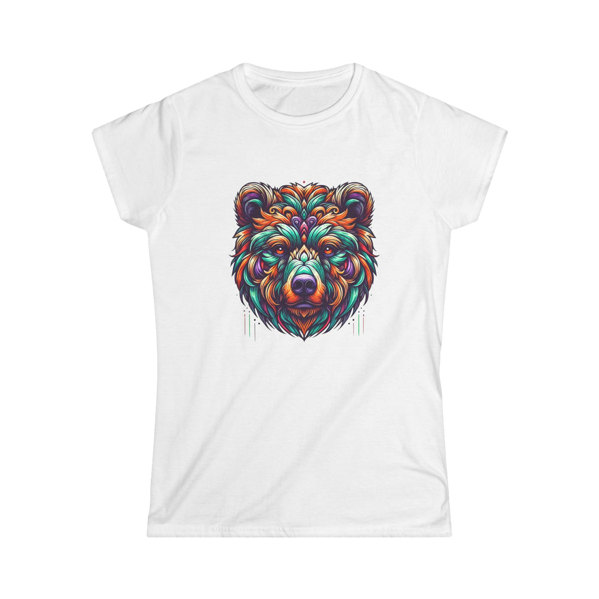 Colorful Bear Women's Tee - Nature Lover Gift, Animal Art Shirt, Cute Graphic T-Shirt, Eco-Friendly Fashion, Summer Casual Wear