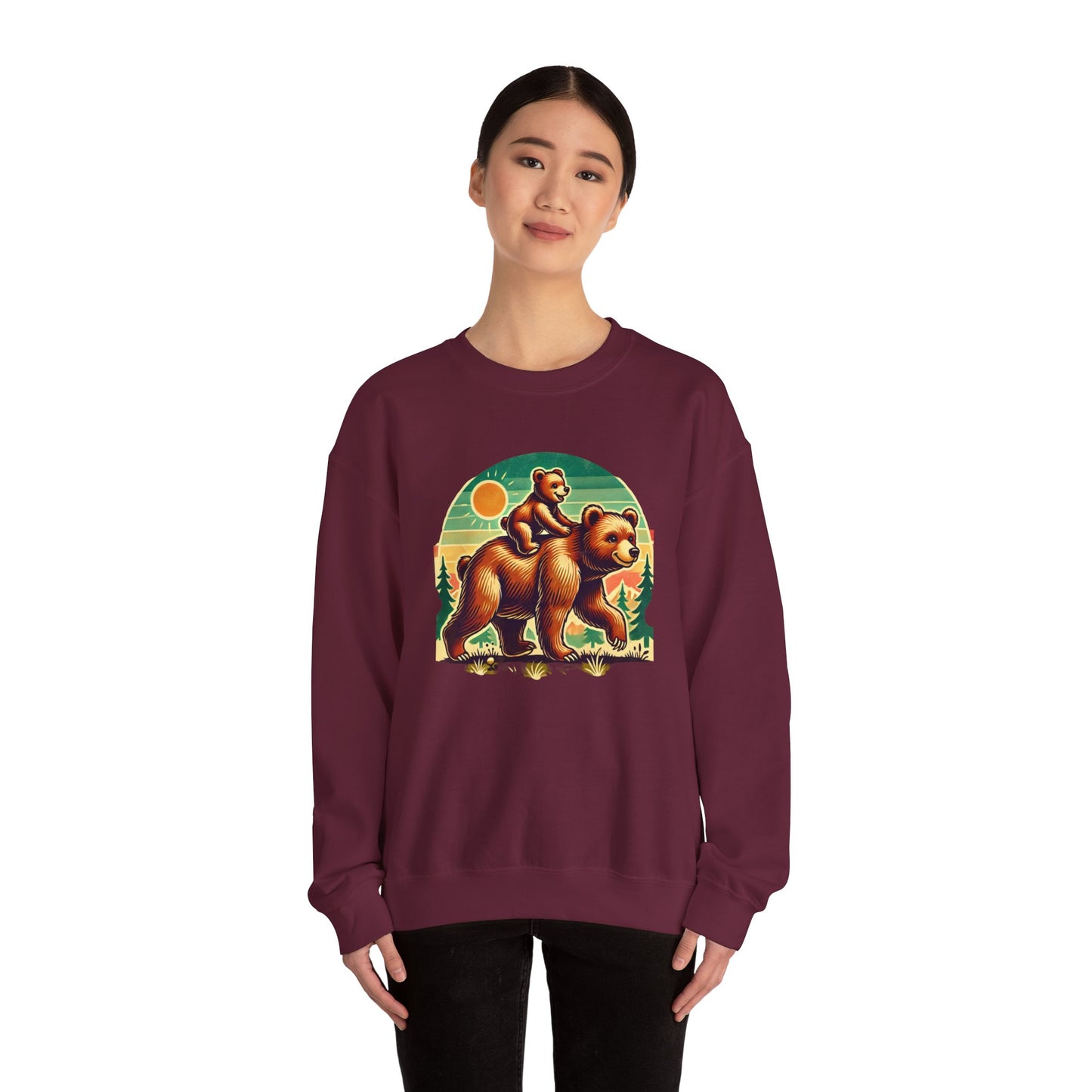 Vintage Bear Crewneck Sweatshirt, Cozy Casual Wear, Perfect Gift for Nature Lovers, Unisex Crew, Fall Fashion, Outdoor Adventures