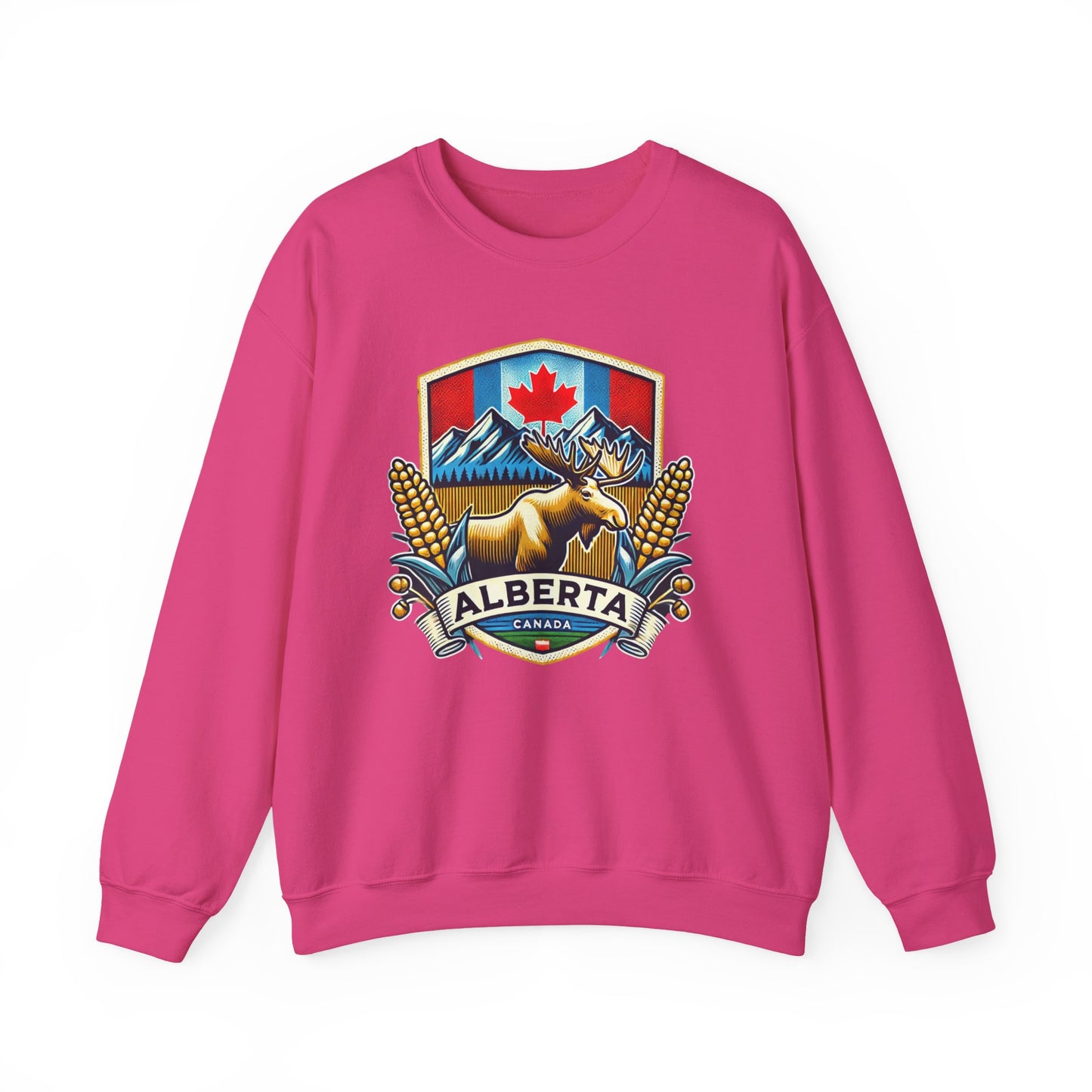 Alberta Crest Crewneck Sweatshirt - Cozy Unisex Apparel for Nature Lovers, Perfect for Outdoor Adventures, Canada Pride, Gifts