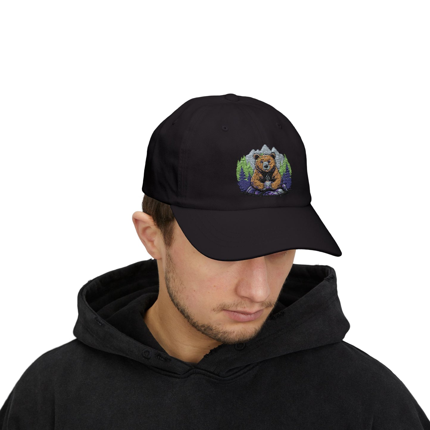 Cozy Bear Dad Cap, Funny Father's Day Gift, Outdoor Lover Hat, Adjustable Classic Cap, Cute Animal Cap