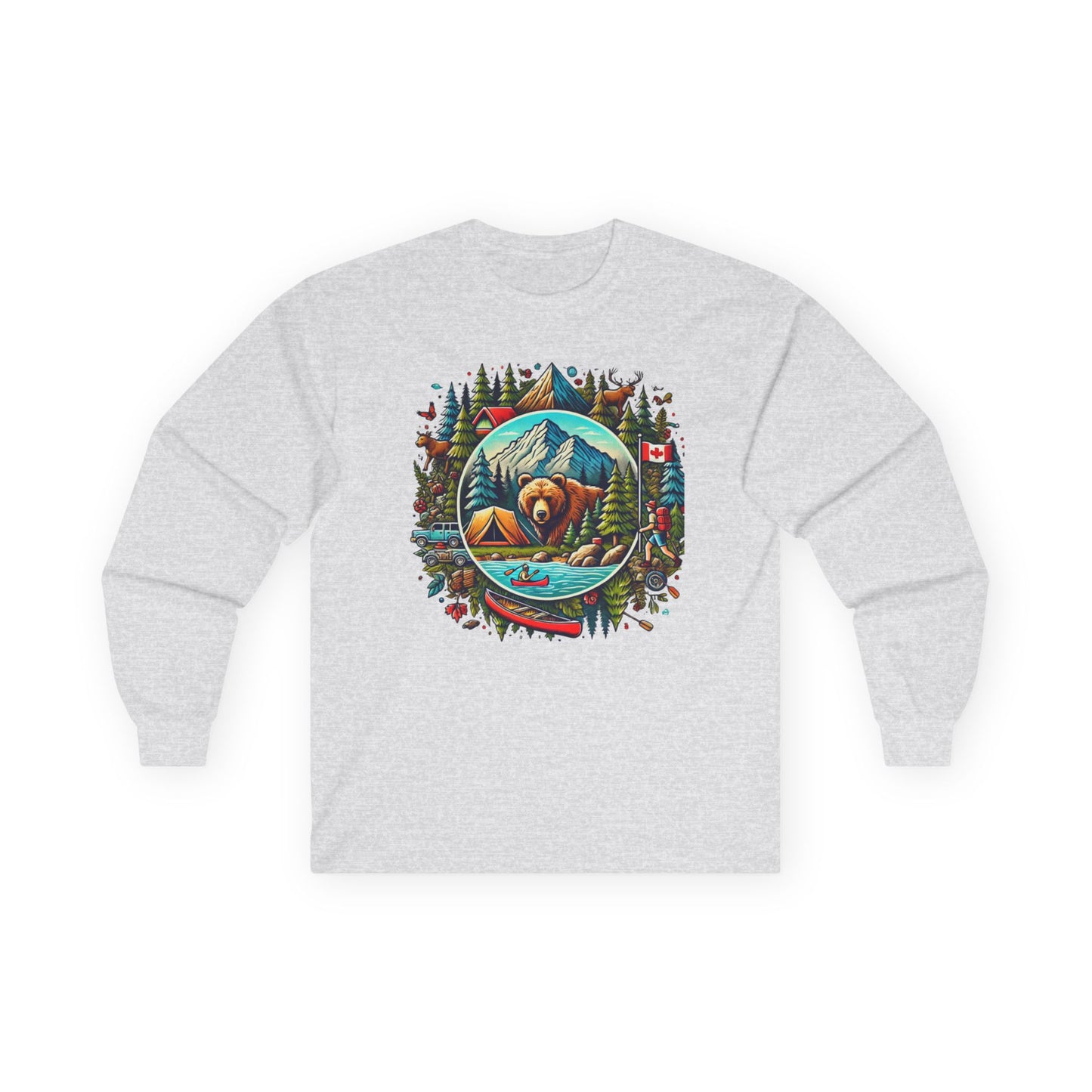 Nature-Inspired Long Sleeve Tee, Outdoor Lover Shirt, Camping Apparel, Gift for Him/Her, Adventure Wear, Eco-Friendly Cotton Shirt