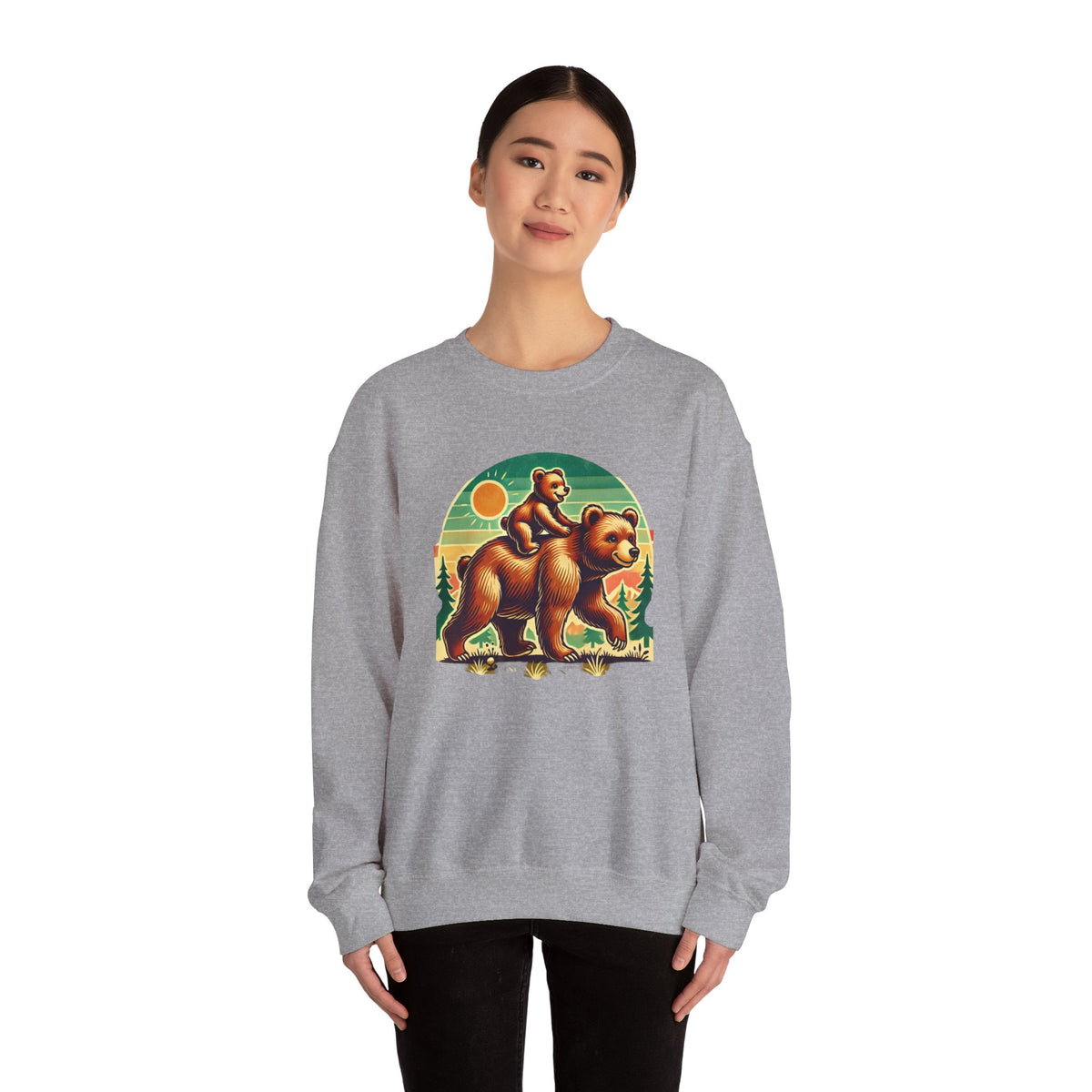 Vintage Bear Crewneck Sweatshirt, Cozy Casual Wear, Perfect Gift for Nature Lovers, Unisex Crew, Fall Fashion, Outdoor Adventures