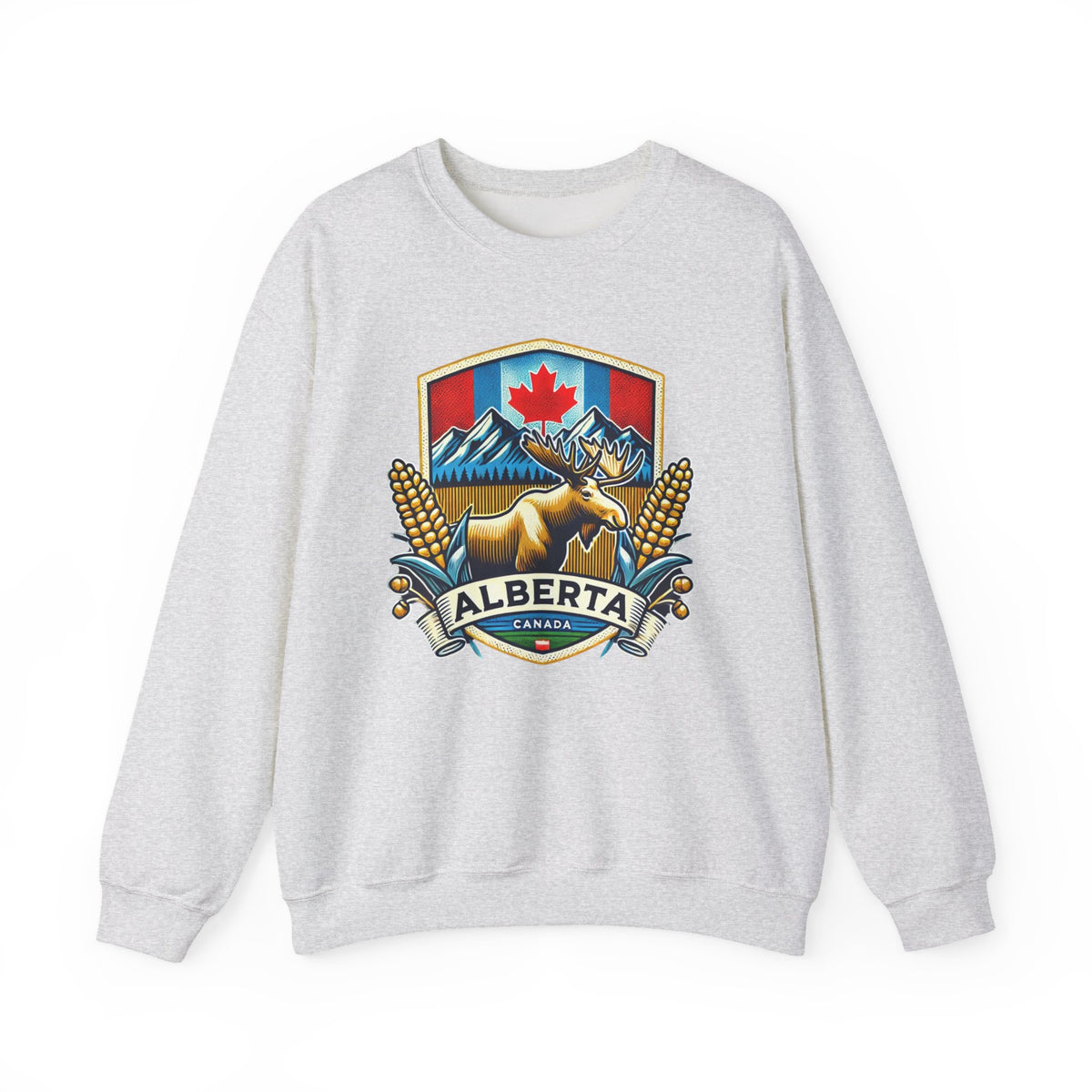 Alberta Crest Crewneck Sweatshirt - Cozy Unisex Apparel for Nature Lovers, Perfect for Outdoor Adventures, Canada Pride, Gifts