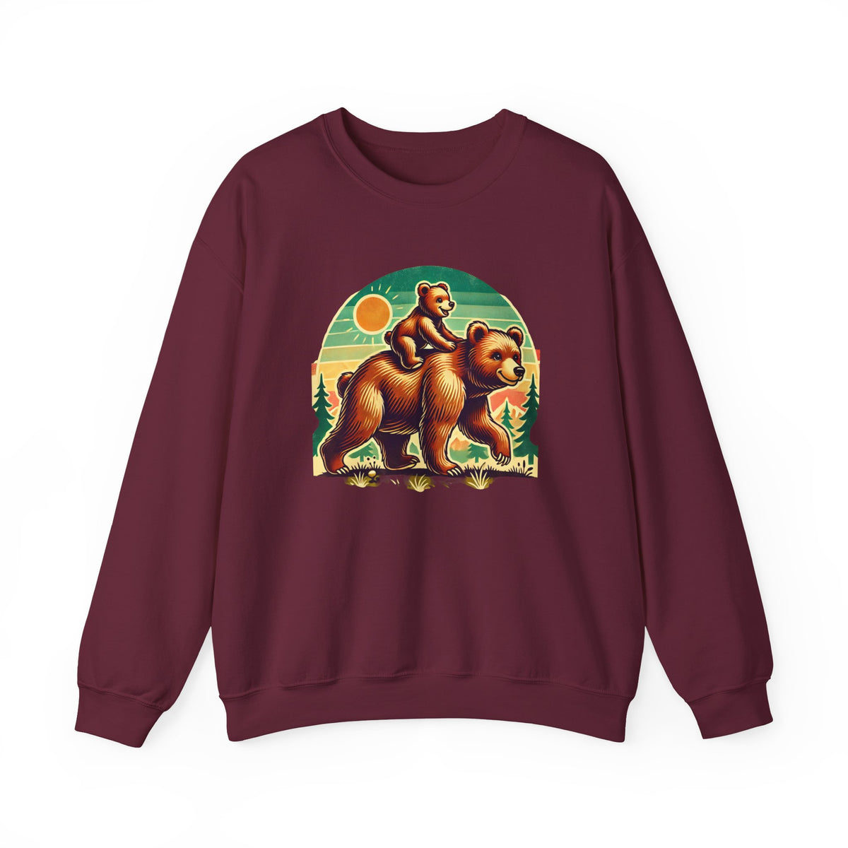 Vintage Bear Crewneck Sweatshirt, Cozy Casual Wear, Perfect Gift for Nature Lovers, Unisex Crew, Fall Fashion, Outdoor Adventures