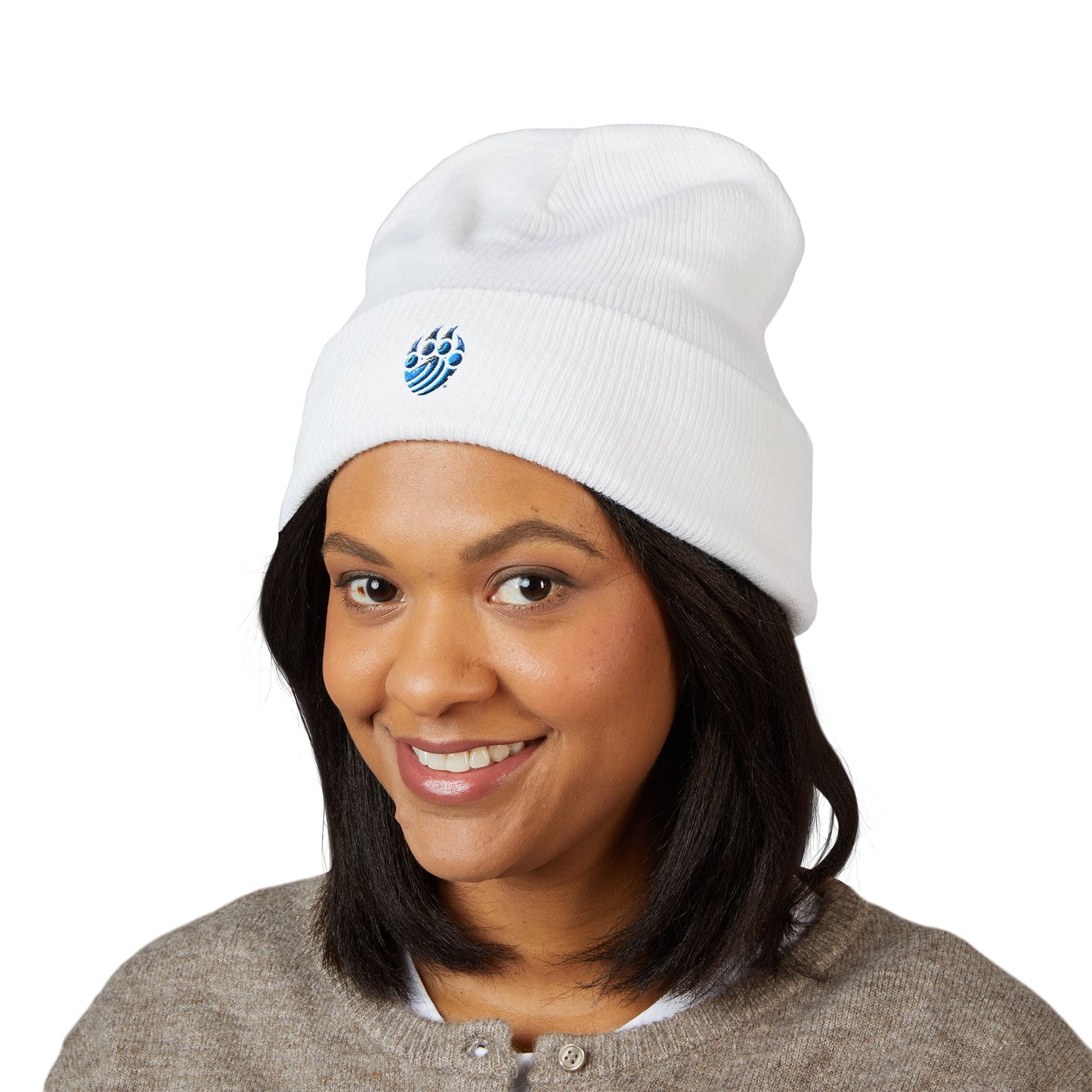 Cozy Classic Cuffed Beanie with Wave Embroidery - Stylish Knit Hat for All Seasons