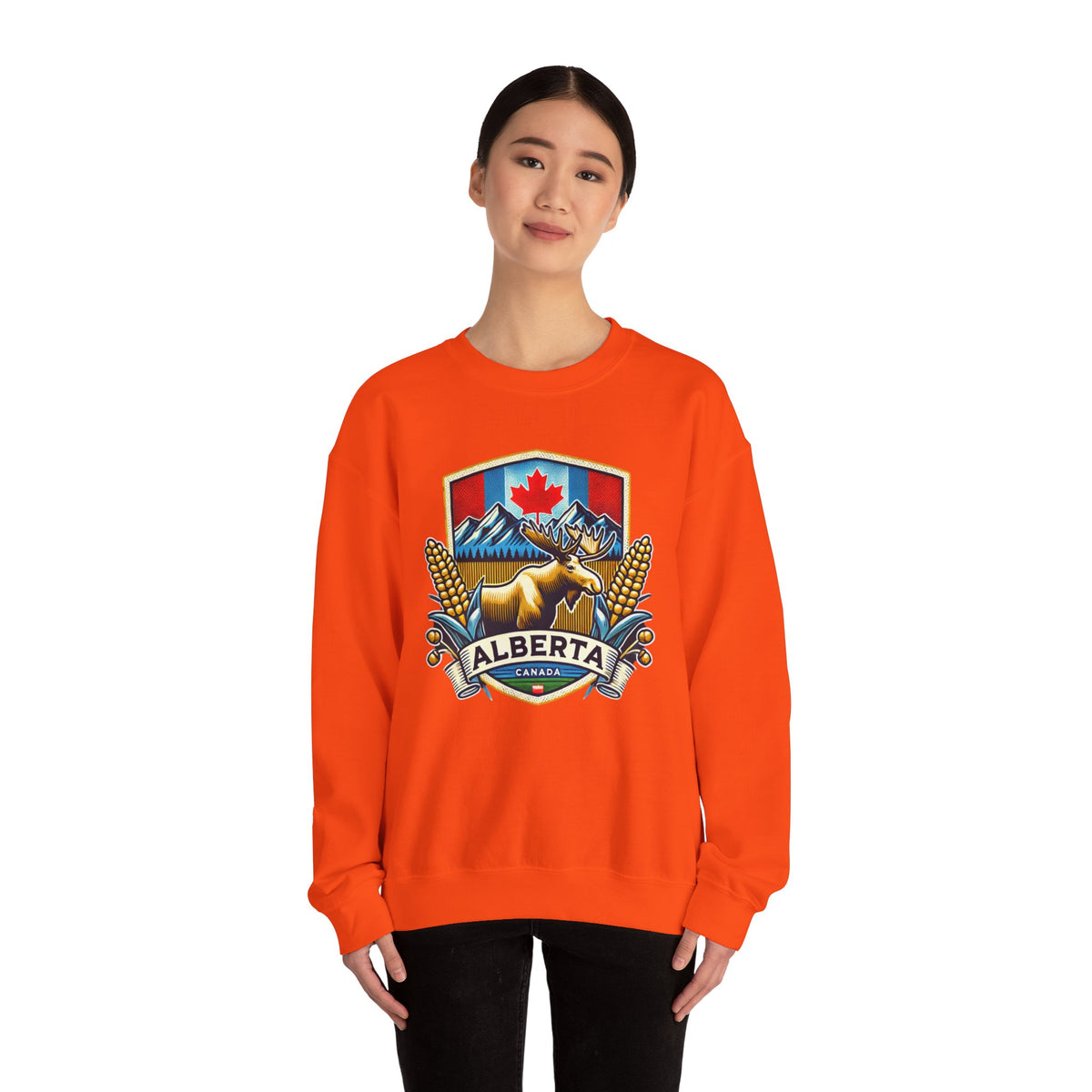 Alberta Crest Crewneck Sweatshirt - Cozy Unisex Apparel for Nature Lovers, Perfect for Outdoor Adventures, Canada Pride, Gifts
