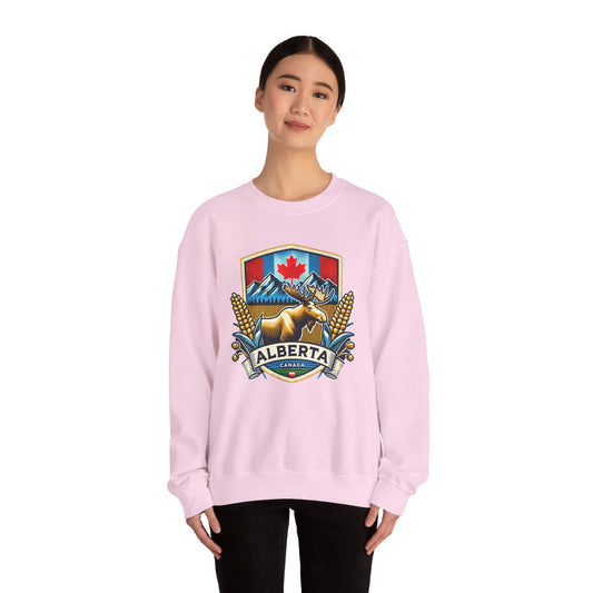 Alberta Crest Crewneck Sweatshirt - Cozy Unisex Apparel for Nature Lovers, Perfect for Outdoor Adventures, Canada Pride, Gifts
