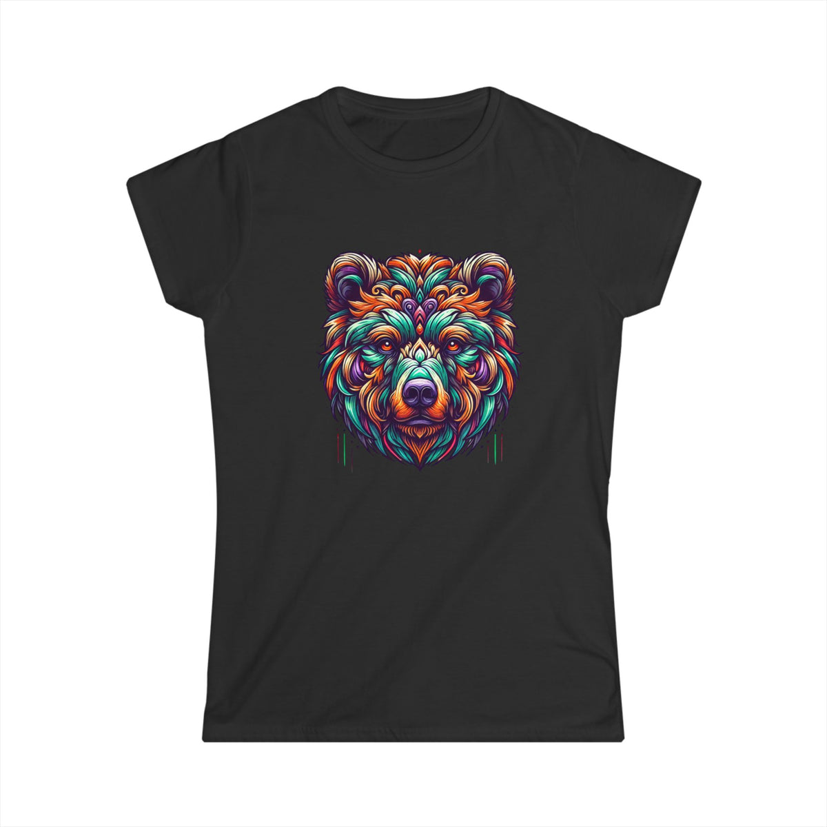 Colorful Bear Women's Tee - Nature Lover Gift, Animal Art Shirt, Cute Graphic T-Shirt, Eco-Friendly Fashion, Summer Casual Wear