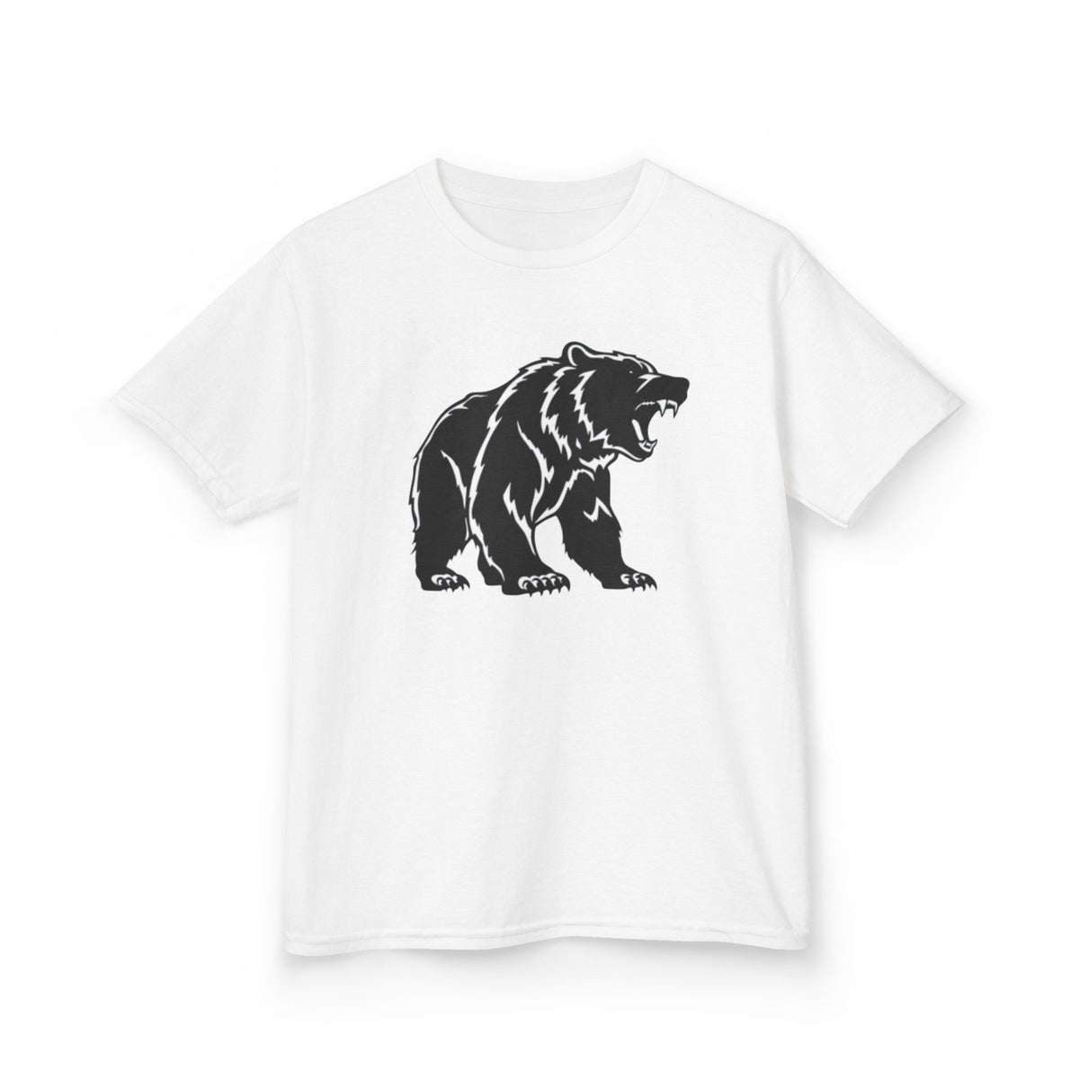 Kids Black Bear Graphic Tee - Soft Cotton T-Shirt for Outdoor Adventures
