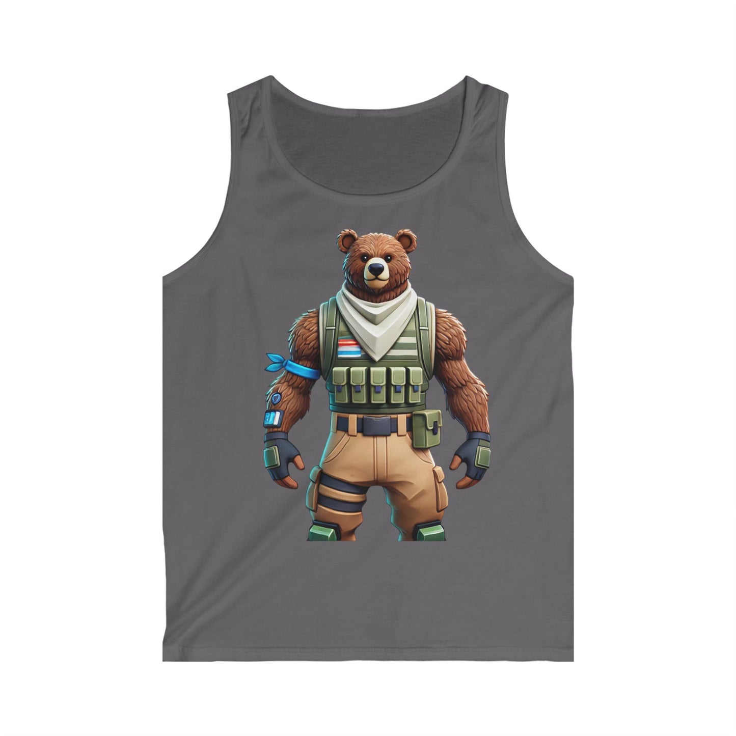 Men's Gaming Bear Tank Top | Casual Summer Wear, Graphic Sleeveless Shirt, Gift for Gamers, Cool Tank for Beach