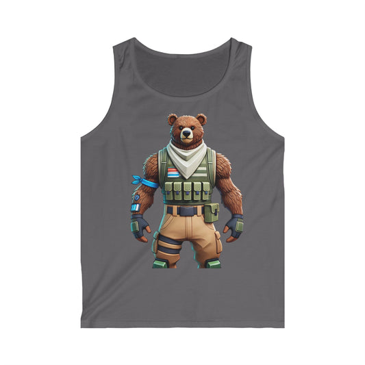 Men's Gaming Bear Tank Top | Casual Summer Wear, Graphic Sleeveless Shirt, Gift for Gamers, Cool Tank for Beach