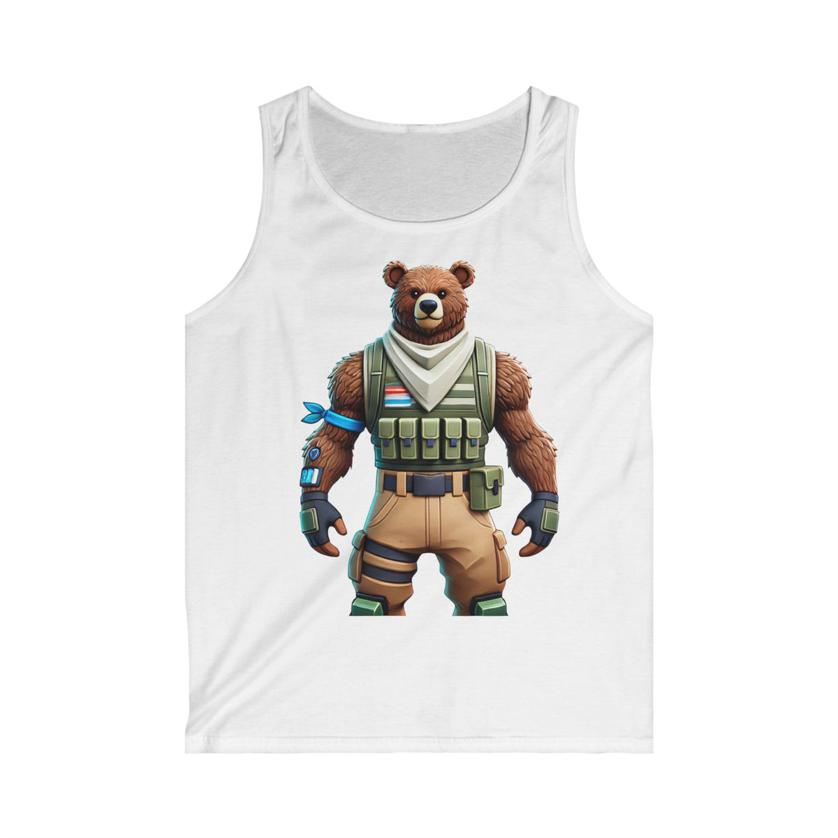 Men's Gaming Bear Tank Top | Casual Summer Wear, Graphic Sleeveless Shirt, Gift for Gamers, Cool Tank for Beach
