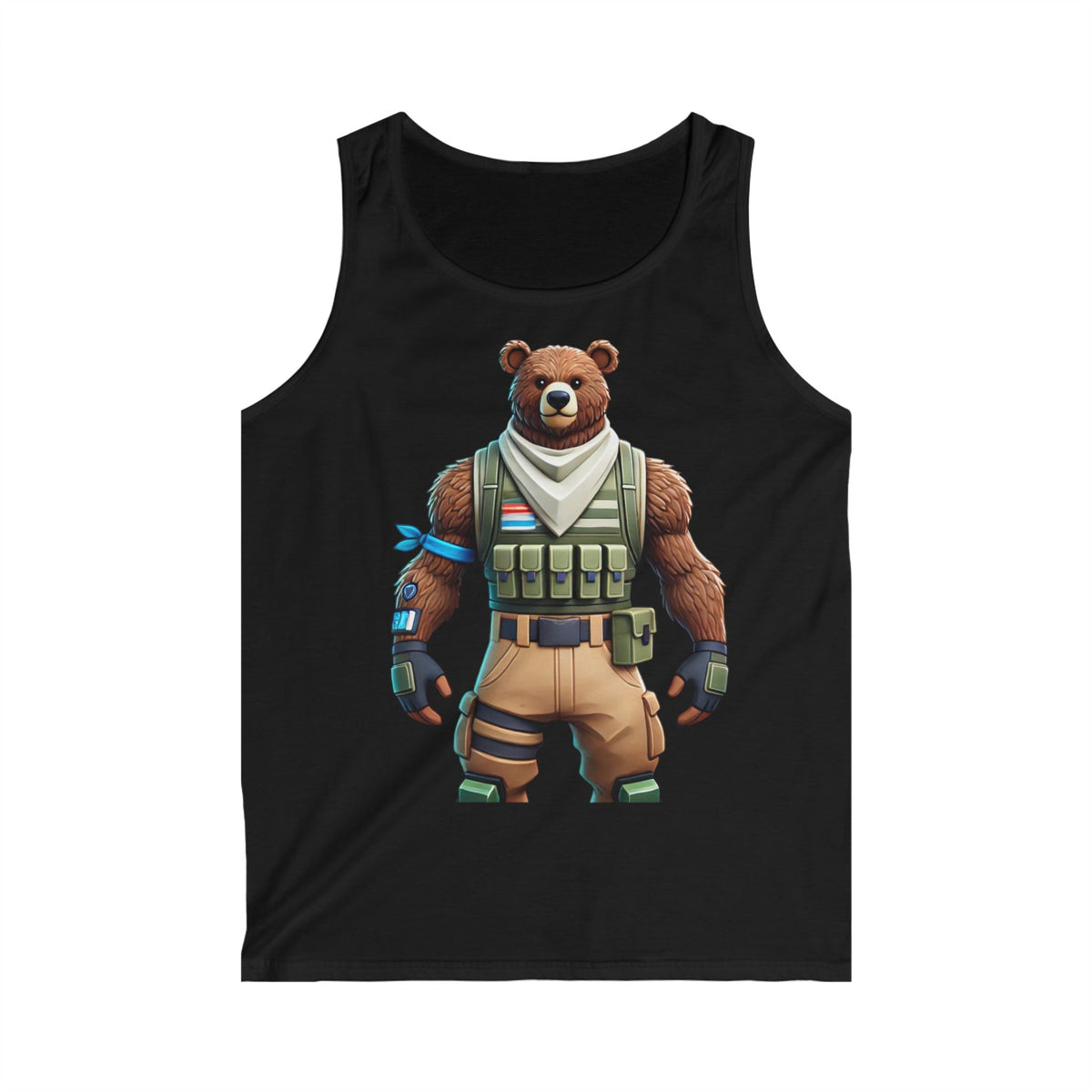 Men's Gaming Bear Tank Top | Casual Summer Wear, Graphic Sleeveless Shirt, Gift for Gamers, Cool Tank for Beach