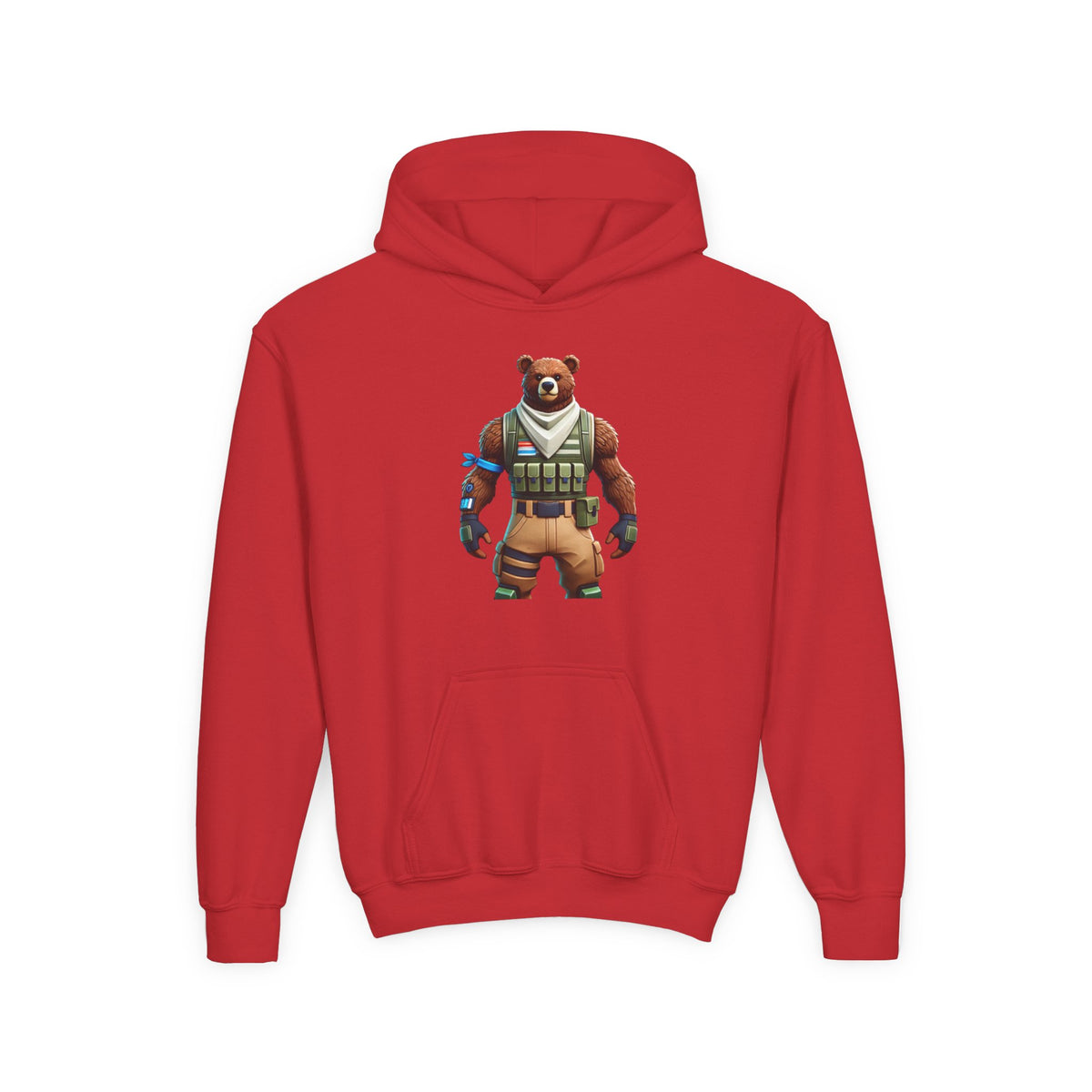 Youth Bear Character Hooded Sweatshirt - Cozy Gaming Apparel