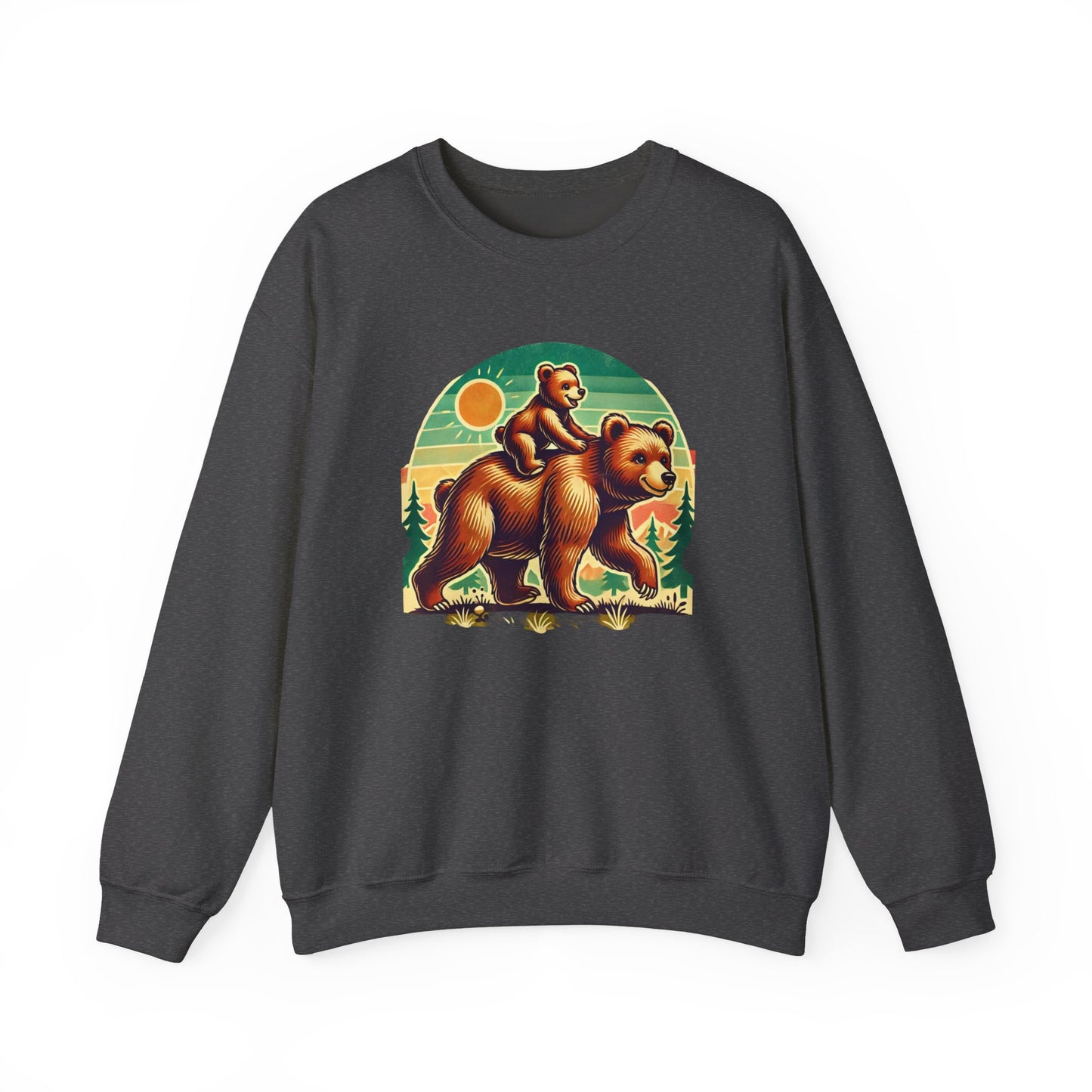 Vintage Bear Crewneck Sweatshirt, Cozy Casual Wear, Perfect Gift for Nature Lovers, Unisex Crew, Fall Fashion, Outdoor Adventures