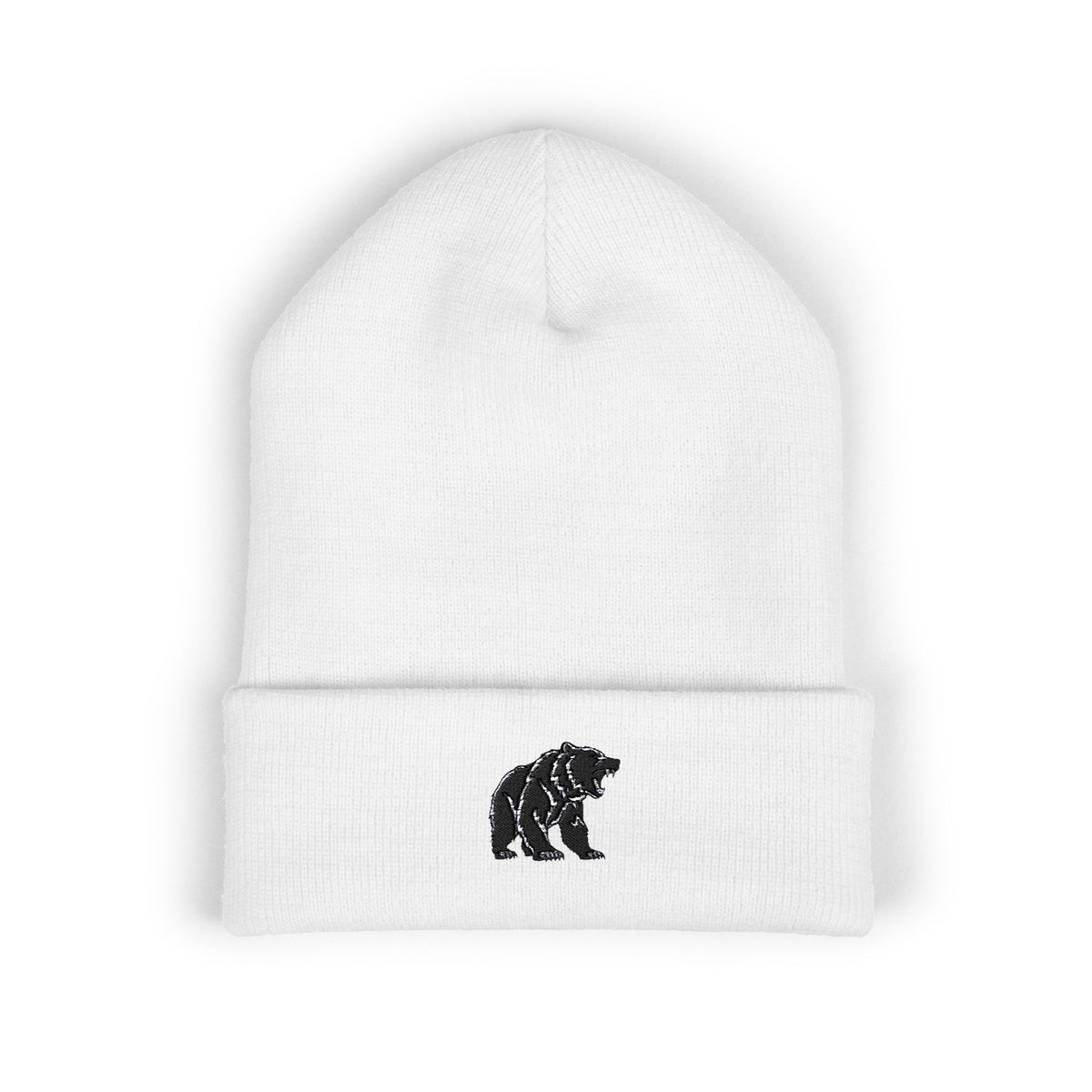 Bear Embroidered Cuffed Beanie - Cozy Winter Hat, Animal Lover Gift, Hiking Accessory, Outdoor Fashion, Fall/Winter Essential