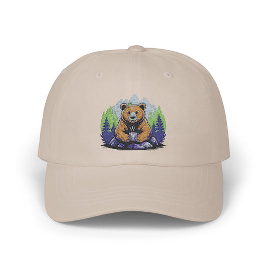 Cozy Bear Dad Cap, Funny Father's Day Gift, Outdoor Lover Hat, Adjustable Classic Cap, Cute Animal Cap