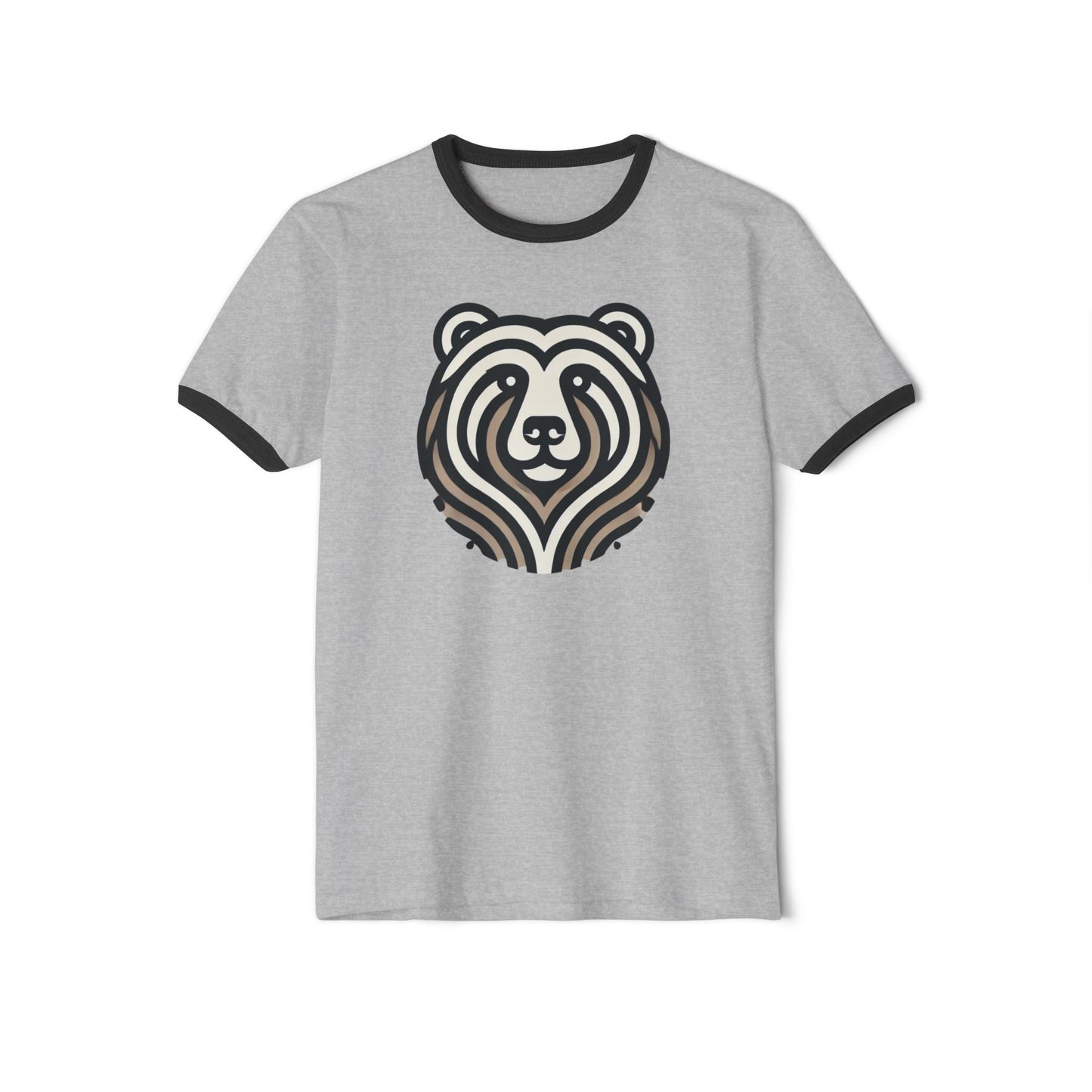 Vintage-Inspired Bear Ringer T-Shirt - Casual Tee, Graphic Tee, Animal Lover Gift, Unisex Apparel, Eco-Friendly Fashion