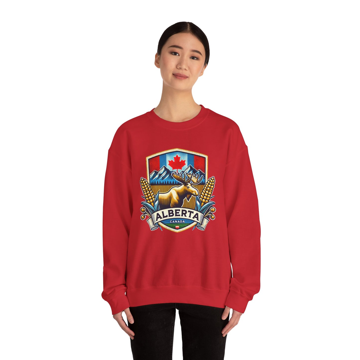 Alberta Crest Crewneck Sweatshirt - Cozy Unisex Apparel for Nature Lovers, Perfect for Outdoor Adventures, Canada Pride, Gifts