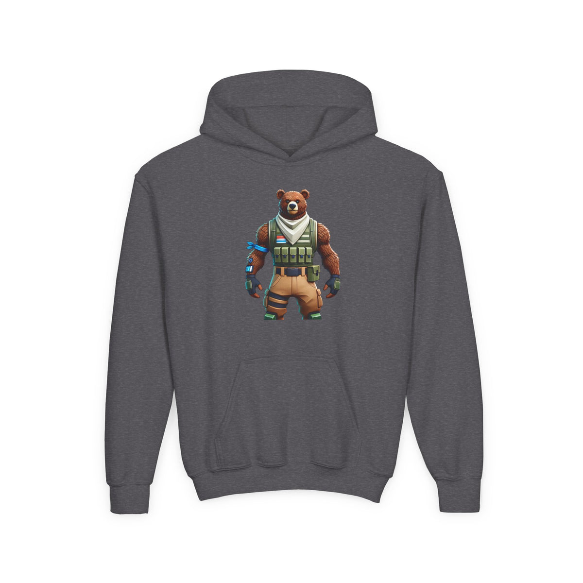 Youth Bear Character Hooded Sweatshirt - Cozy Gaming Apparel